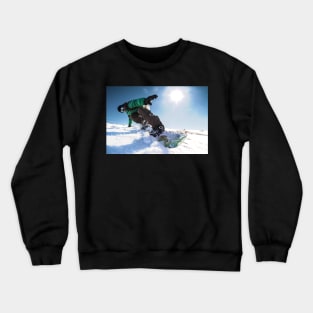 Snowboard freerider in the mountains Crewneck Sweatshirt